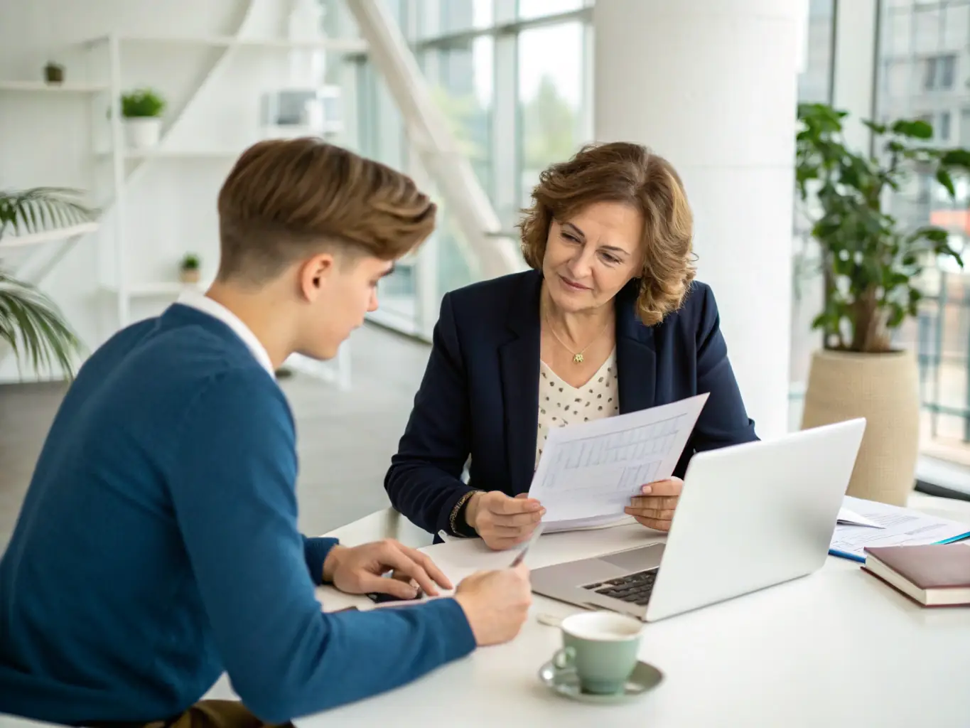 A consultant reviewing compliance documents with a client, highlighting the importance of regulatory adherence.